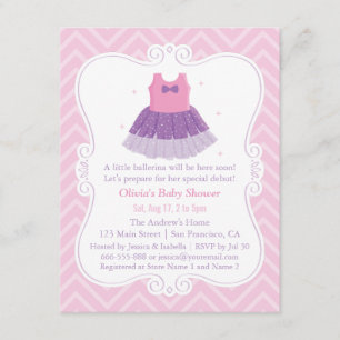 Invitation Rose violet Ballerina Tutu Robe fille Baby shower