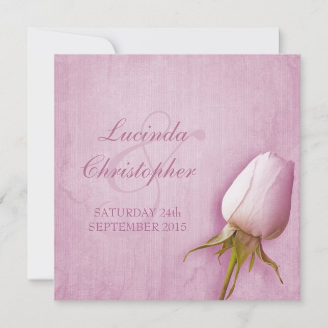 Invitation Rose violet bud lilac mariage carré (Devant)