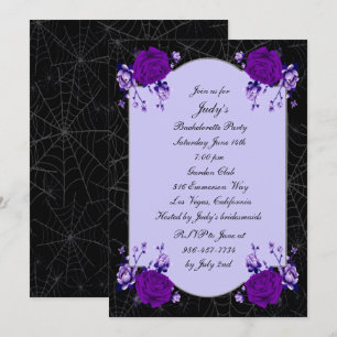 Invitation Rose violet Floral Spiderweb Bachelorette Party