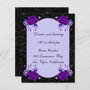 Invitation Rose violet Floral Spiderweb Réception de mariage