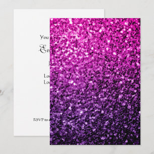 Invitation Rose violet ombré faux paillettes scintillement Pe