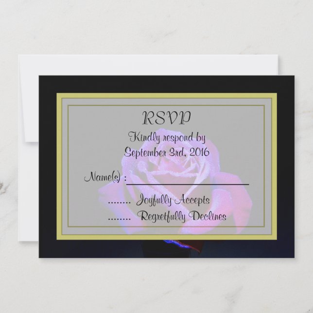 Invitation Rose violet sur RSVP noir (Devant)