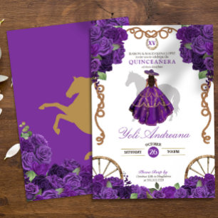 Invitation Rose violet Western Ranchera Quinceanera