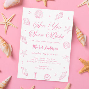 Invitation Rose Vous Verrons Bientôt Fête Prénatale Côtière