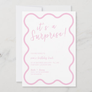 Invitation Rose Wavy Bold Moderne Surprise fête d'anniversair