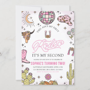 Invitation Rose Western Cowgirl Rodeo 2e fête d'anniversaire