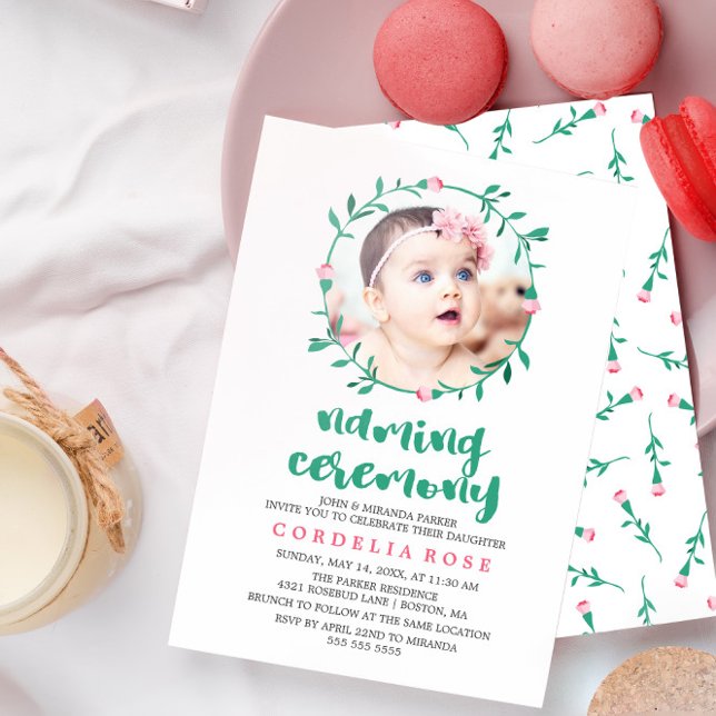 Invitation Rosebud Wreath | Cérémonie de désignation rose et  (Créateur téléchargé)