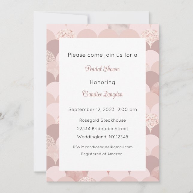 Invitation Rosegold, Invitation d'or rose, bébé nu (Devant)