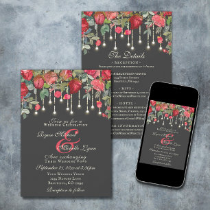 Invitation Roseraie Rouge Romantique Tout en un Mariage Flora