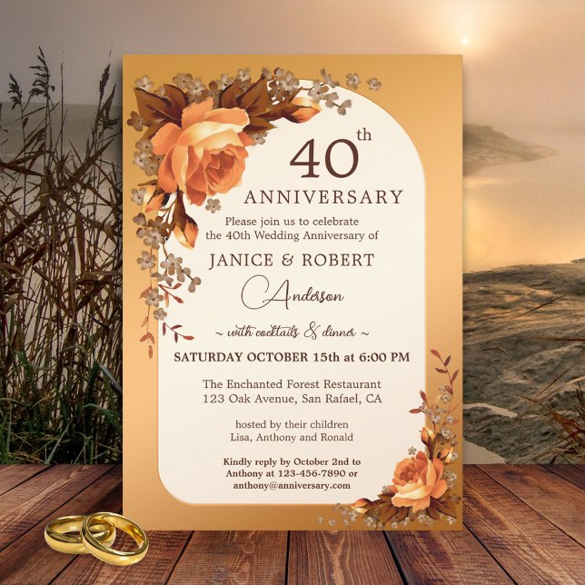 Invitation Roses Aquarelle Anniversaire d'Automne (Créateur téléchargé)