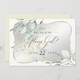 Invitation Roses Aquarelle Jaune Serez-Vous Ma Fille Fleur