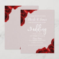 Roses aquarellées rouges blush taupe Mariage moder