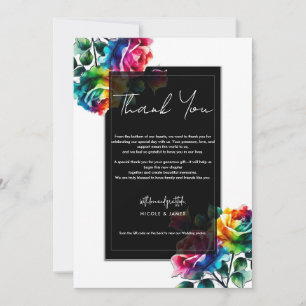 Invitation Roses Arc-en-Ciel Noir Blanc Floral Vibrant Remerc