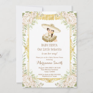 Invitation Roses blanches Baby shower Fiesta mexicaine Invita