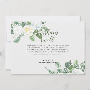 Invitation Roses blanches élégantes et verdure bien d'envie