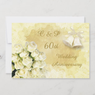 Invitation Roses blanches et clochettes 60e anniversaire de m