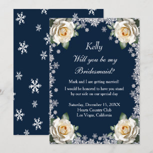 Invitation Roses blanches Flamme de neige de Noël