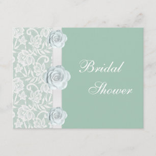 Invitation Roses blancs et Fête de la mariée verte en bon