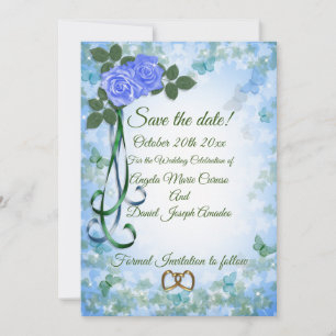 Invitation Roses bleues élégantes