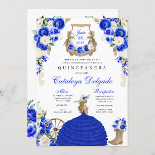 Invitation Roses Bleus de Mariachi Ouest Charro Quinceañera