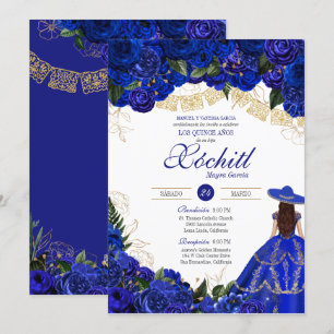 Invitation Roses Bleus Elegant Charro Quinceanera