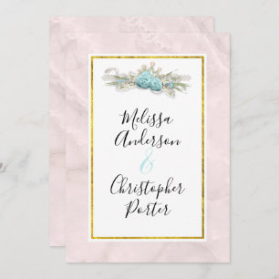 Invitation Roses bleus et Mariage de bouquet floral de la Cou