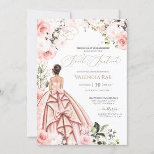 Invitation Roses bleus joli en rose magnifique Gown Sweet 16