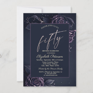Invitation Roses Chic Sombre Gothique 50e Anniversaire