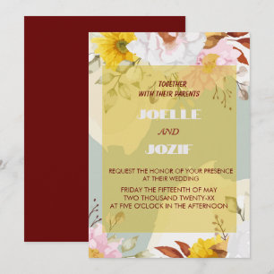 Invitation Roses colorés et caractéristiques pour mariage