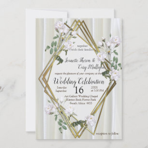 Invitation Roses d'aquarelle blanche peints sur la soie de ch