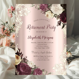 Invitation Roses de Bourgogne,Rose Gold Lace Retraite