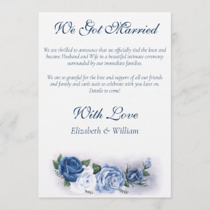 Invitation Roses de cameo régence bleues élégantes