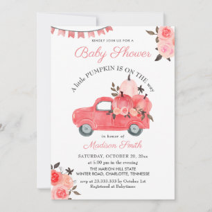 Invitation Roses de camion Citrouille rose   BABY SHOWER