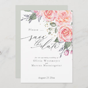Invitation Roses de chalet rose rustique Enregistrer la date