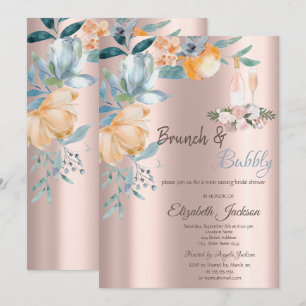 Invitation  Roses de Dust Brunch, Vin, Doré Rose pour une Bab