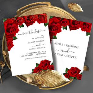 Invitation Roses de l'amour rouge Save the Date