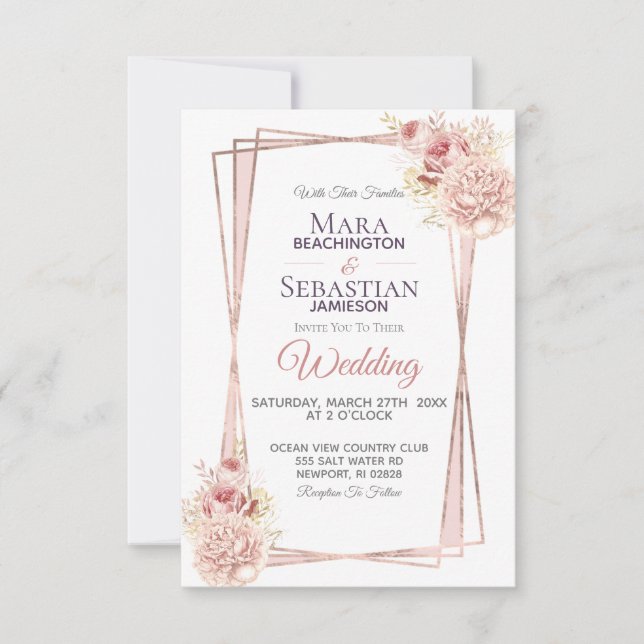 Invitation *~* Roses de vidage de Parties scintillant géométr (Devant)