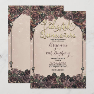 Invitation Roses d'épices Mauve 15 Quinceañera 15e