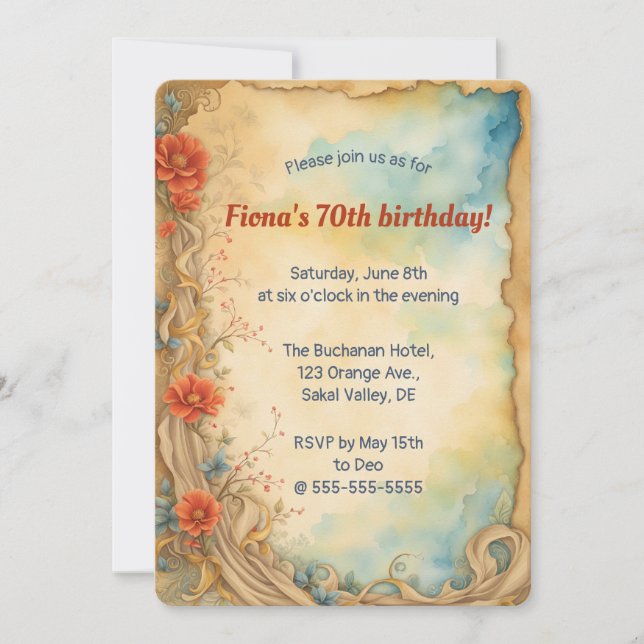 Invitation Roses d'Escalades et tourbillons modifiables (Devant)