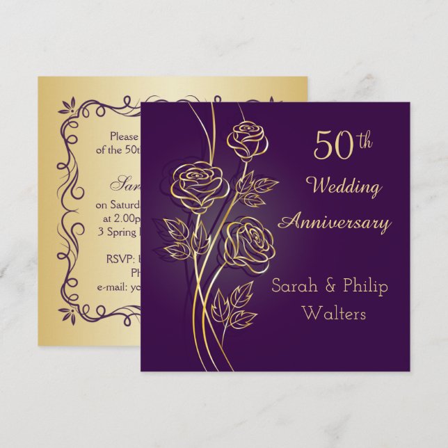 Invitation Roses d'or à l'occasion du 50e anniversaire du vio (Devant / Derrière)
