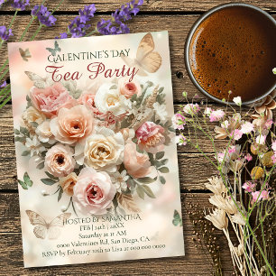 Invitation Roses du Jardin en Rose Galentine Tea Party Floral