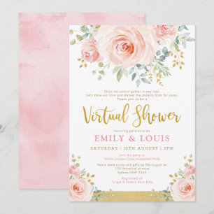 Invitation Roses en or rose vierge de Baby shower virtuel fém