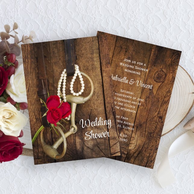 Invitation Roses et cheval Bit Pays Wedding shower de l'Ouest (Créateur téléchargé)