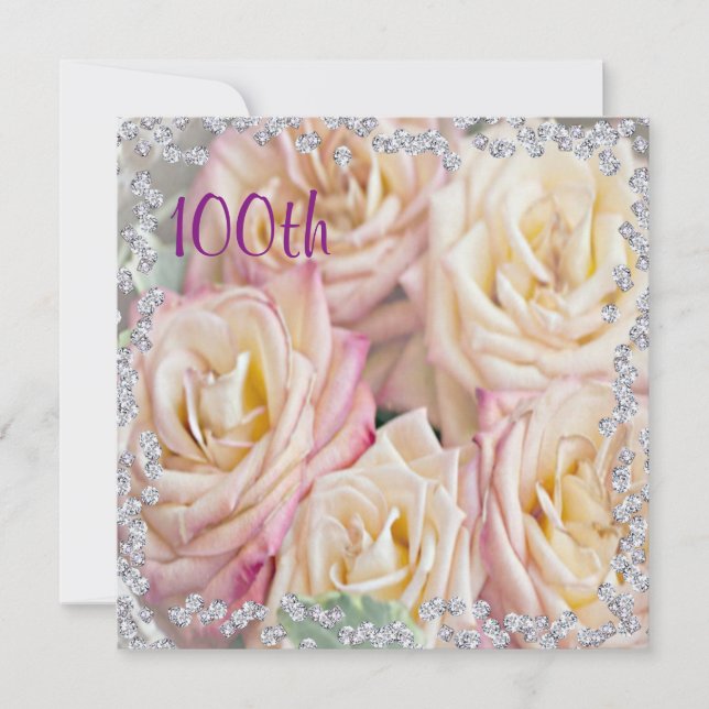 Invitation Roses et diamants exquis 100e anniversaire (Devant)