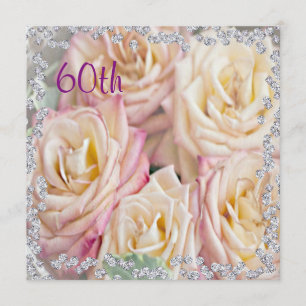 Invitation Roses et diamants exquis 60e anniversaire