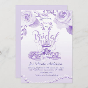 Invitation Roses et perles délicieuses Dîner-thé de mariée vi