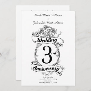 Invitation Roses et vignes Romantique 3e anniversaire Mariage