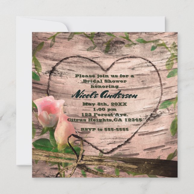 Invitation Roses et vignes roses et vignes roses blanches Inv (Devant)