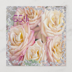 Invitation Roses exquis et anniversaire de diamants