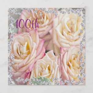 Invitation Roses exquis et anniversaire de diamants 100th